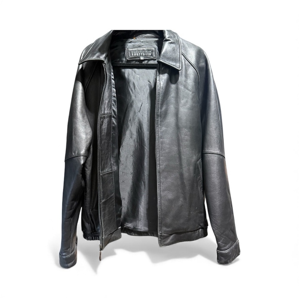 Perry Ellis Men's Black Leather Jacket size L